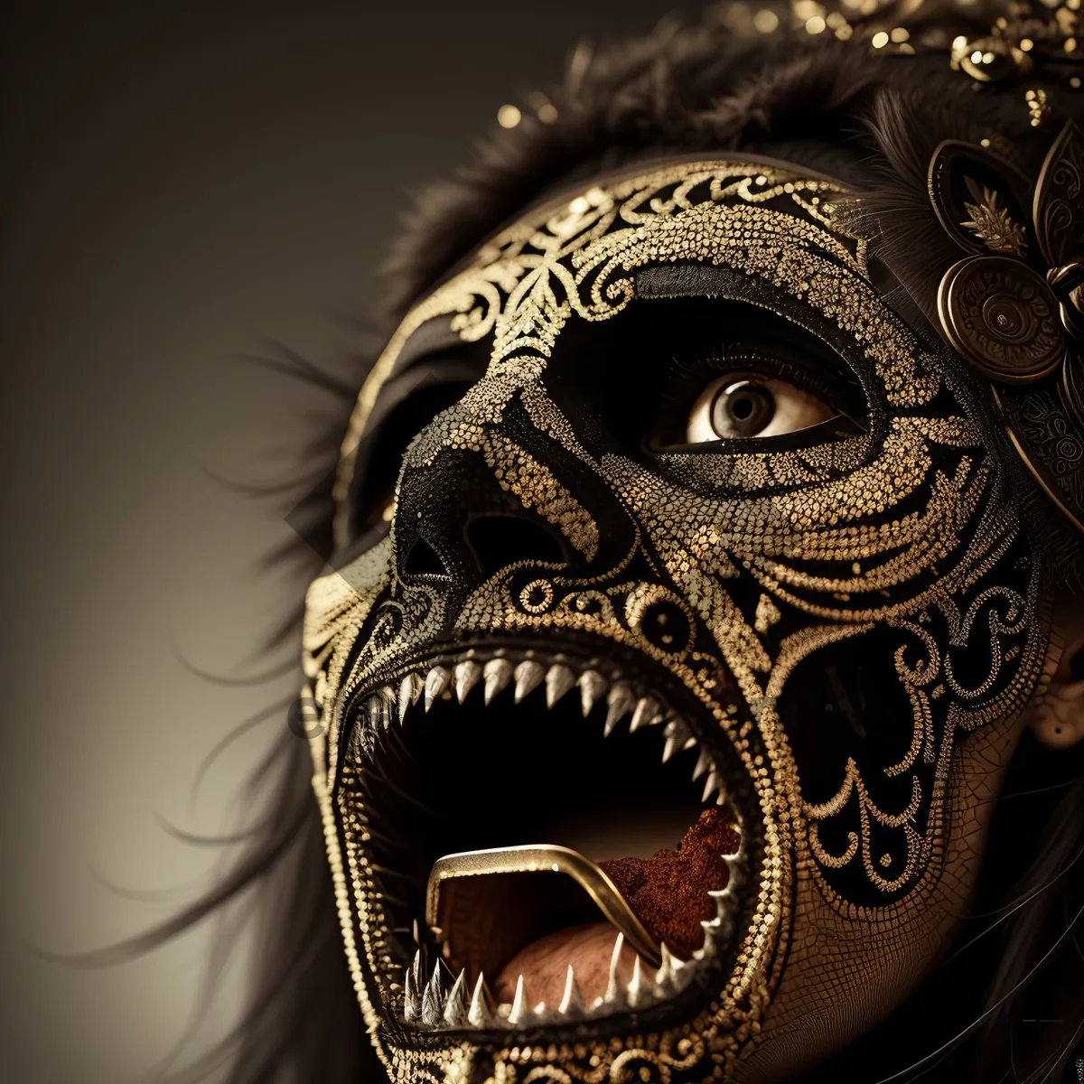 Picture of Mysterious Venetian Mask: Intricately Decorated Carnival Attire
