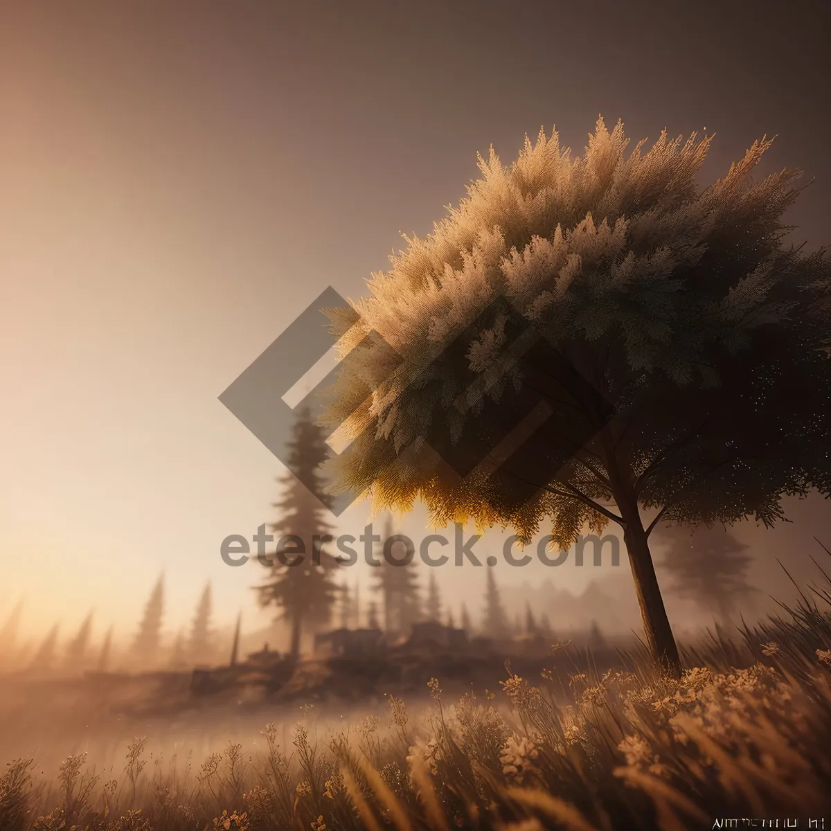 Picture of Serene Sunset Over Rural Wheat Field