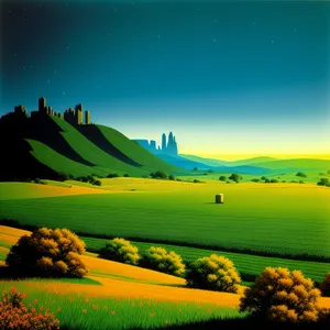 Serene Country Landscape Under Sunny Skies