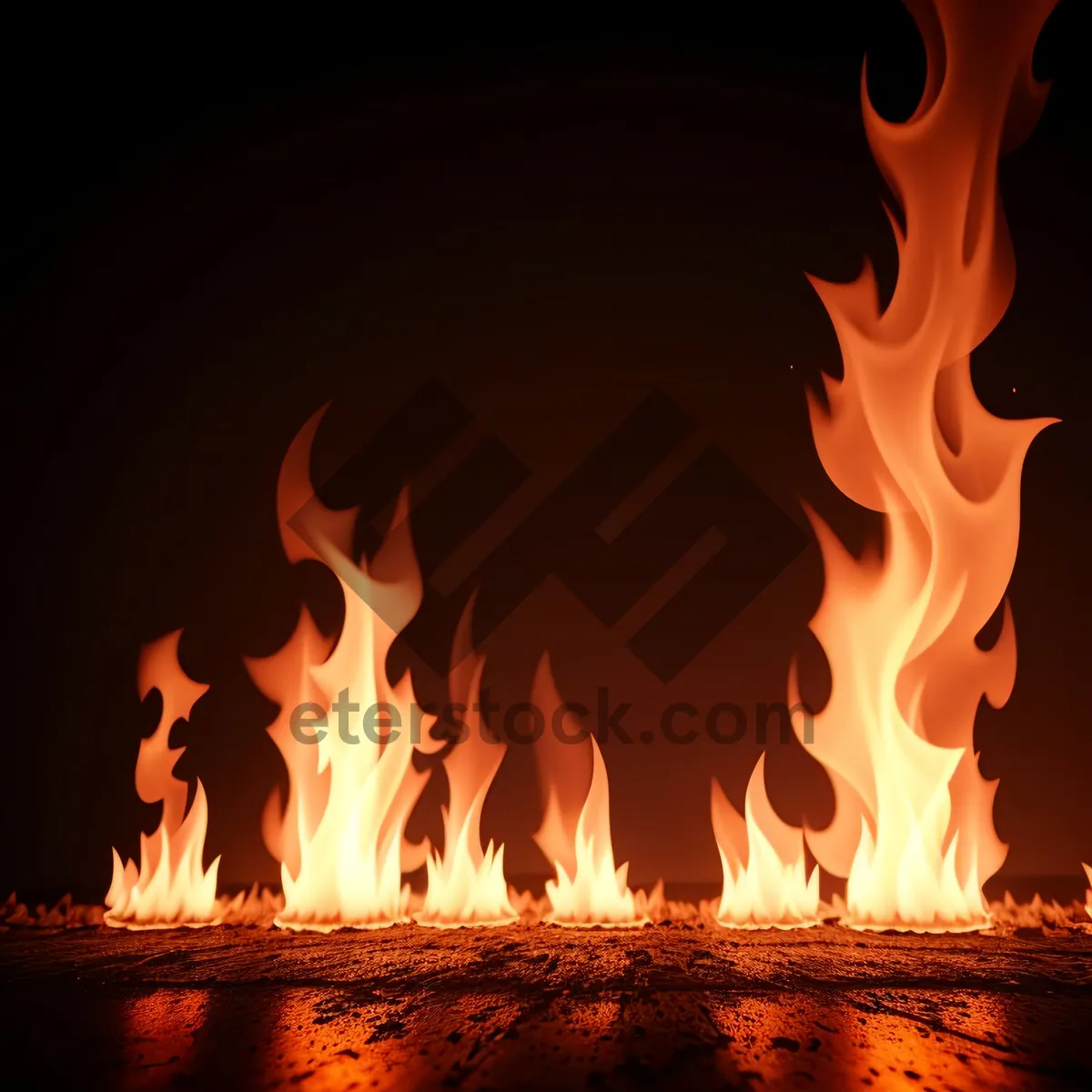 Picture of Fiery Flames Illuminate Warm Fireplace Ambiance