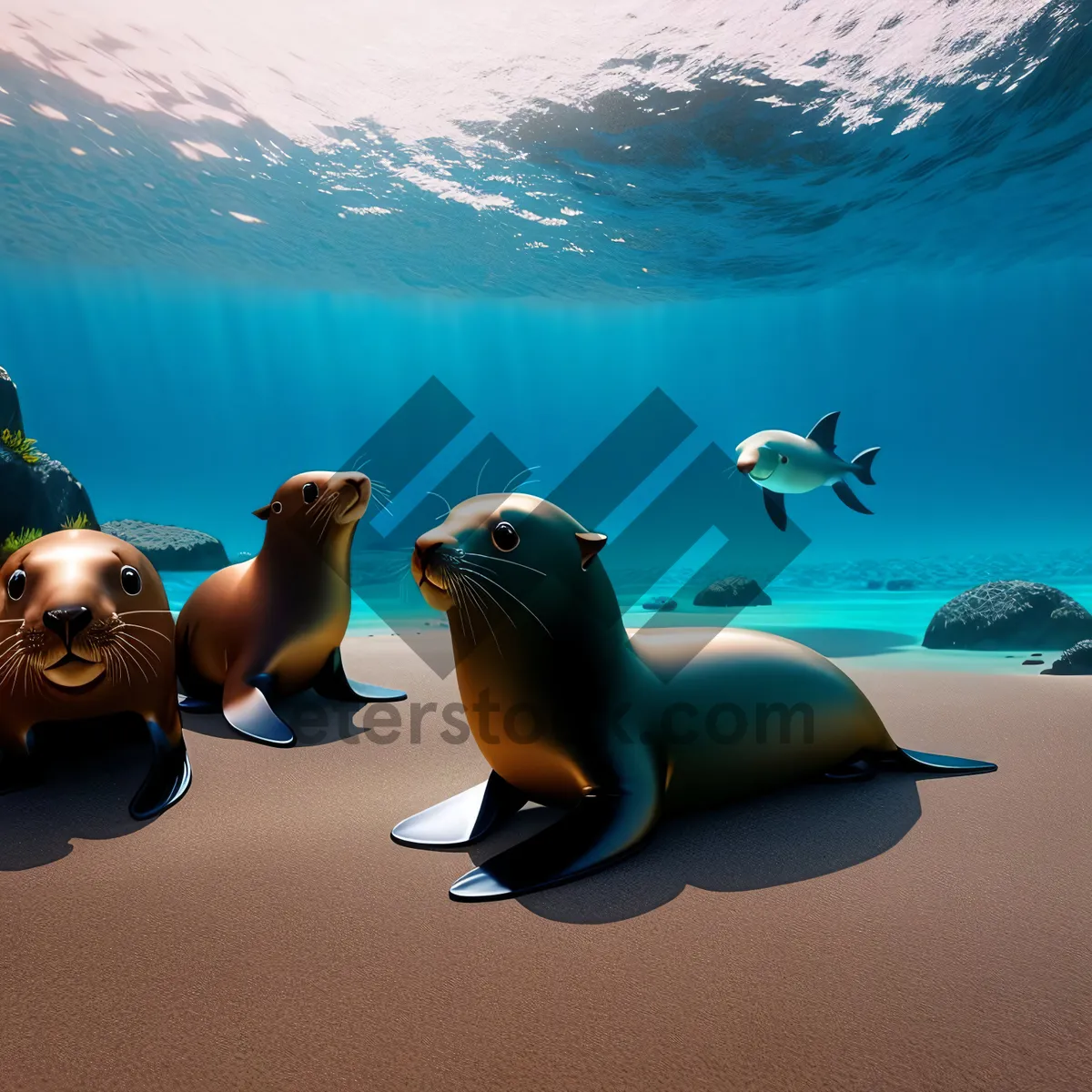 Picture of Playful Sea Lion Splashing in Ocean Waters