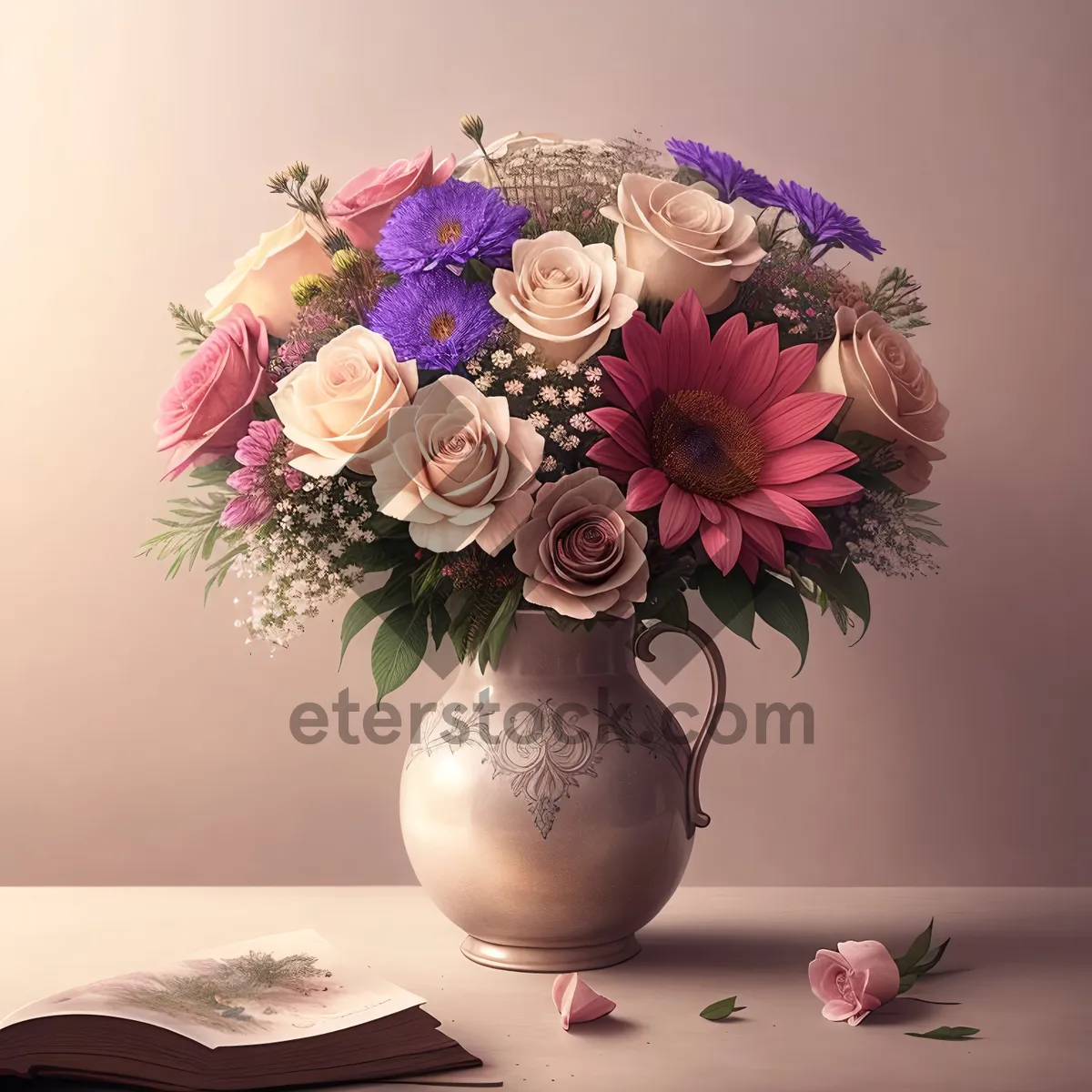 Picture of Floral Winter Bouquet in Pink Vase