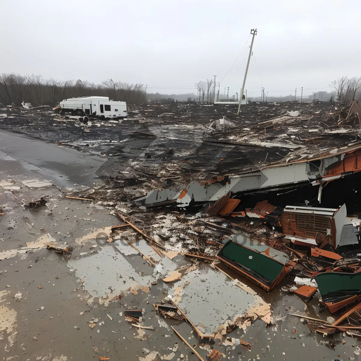 Picture of Winter Wonderland Skyline Amidst Urban Debris