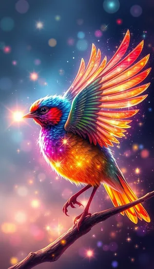 Colorful Fantasy Light Show Backdrop at Night Sky