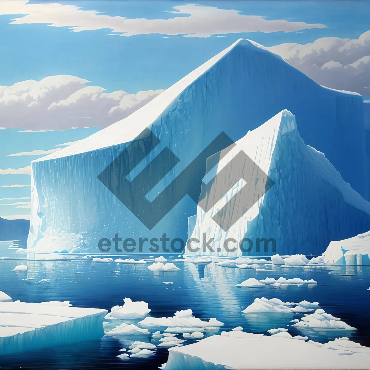 Picture of Majestic Arctic Iceberg in Serene Wilderness.