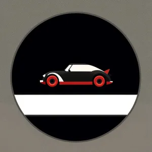 Shiny Black Round Button Icon with Reflection