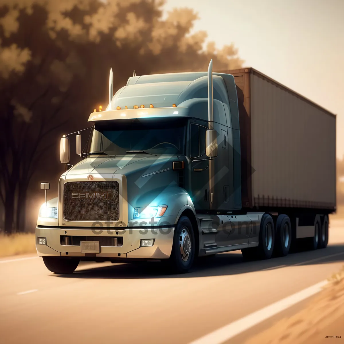 Picture of Freight truck speeding on highway delivering cargo