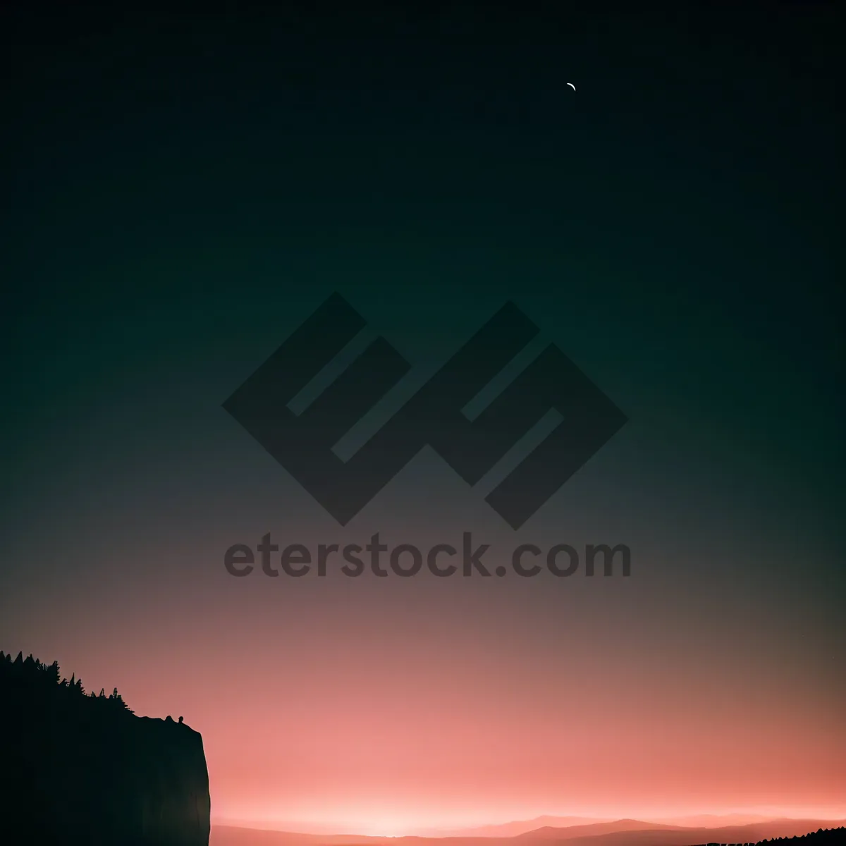Picture of Vibrant Sunset Silhouette over Summer Landscape