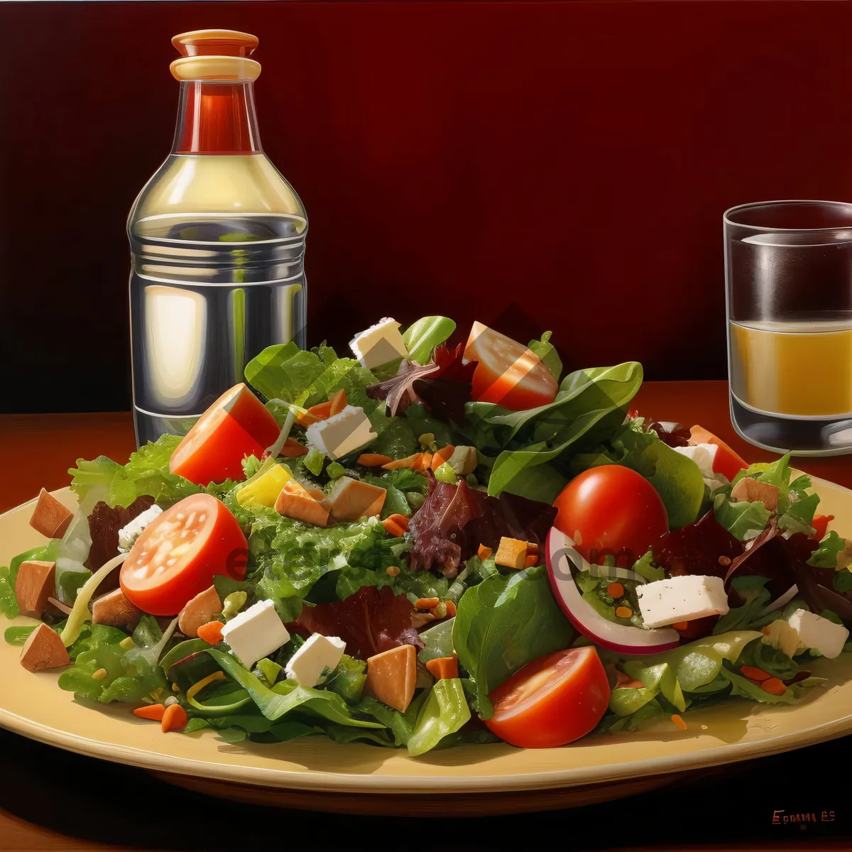 Picture of Fresh Vegetable Salad with Tangy Tomato and Pepper Sauce