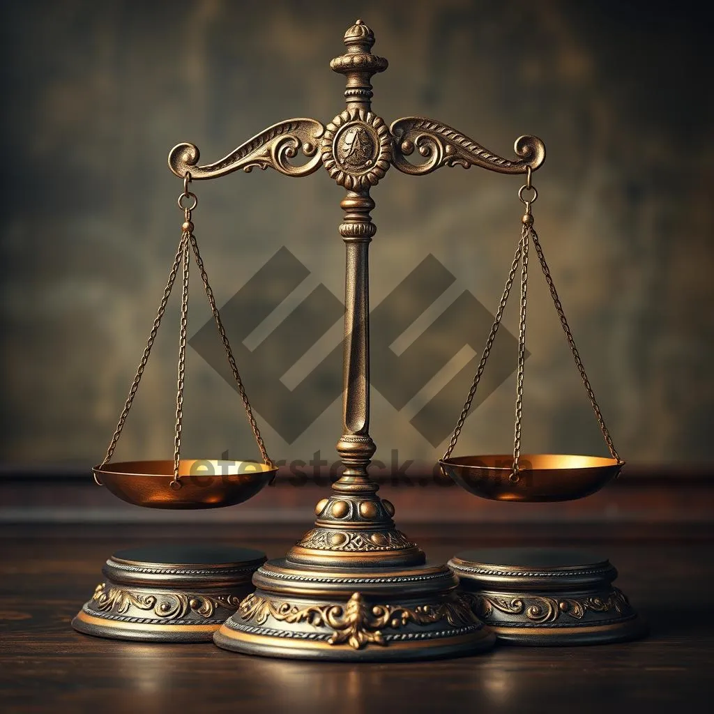 Picture of Golden Crown on Justice Scale - Symbol of Law