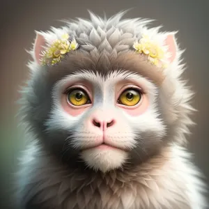 Adorable-eyed monkey with a curious demeanor and fluffy fur