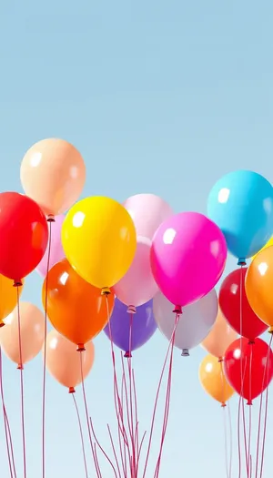 Festive Party Decorations with Colorful Balloons and Ribbon