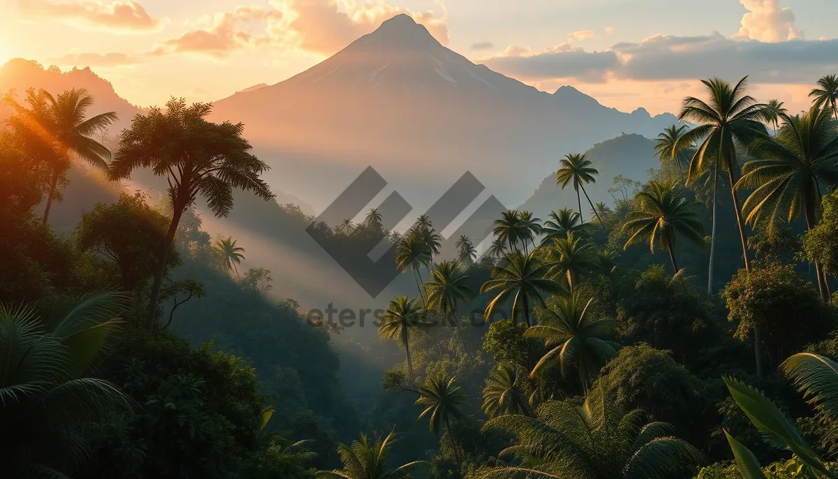 Picture of Tropical Paradise Sunset Beach Palm Trees LandscapeVacation