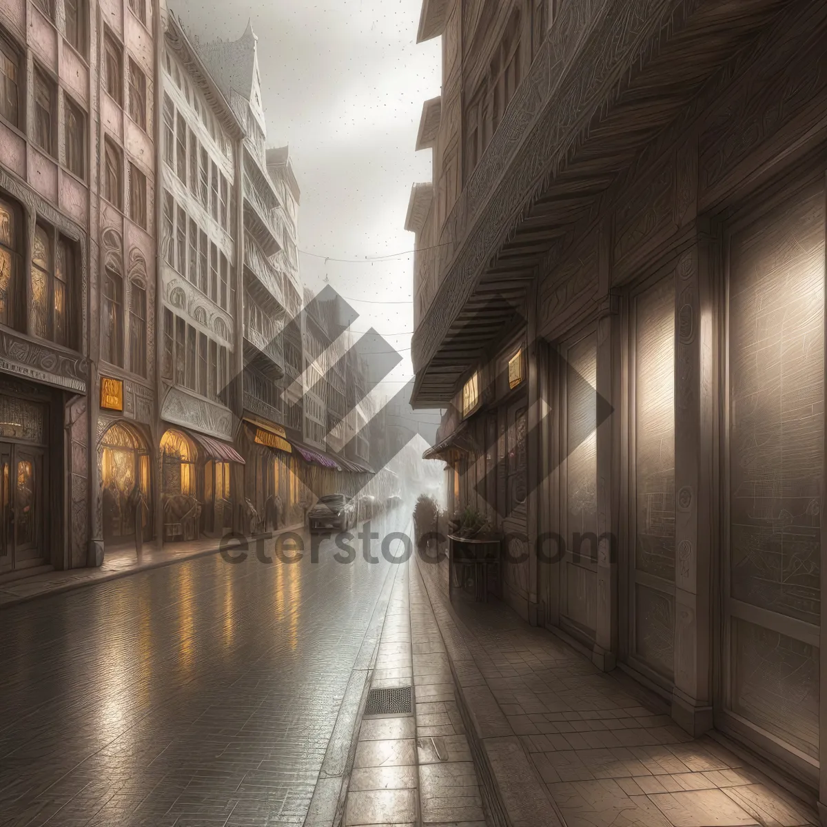 Picture of Old Town Street in Urban Cityscape