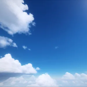 Serene Summer Sky with Fluffy Clouds