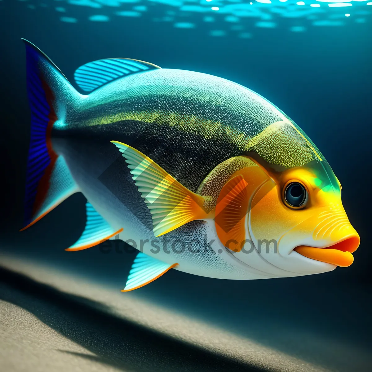 Picture of Underwater Marine Life: Colorful Goldfish in Reef Aquarium