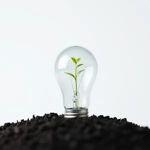 Light bulb and plant in glass vase