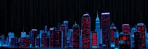 Modern city financial district skyline at night