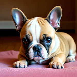 Endearing Bulldog puppy, a purebred canine with adorable wrinkles