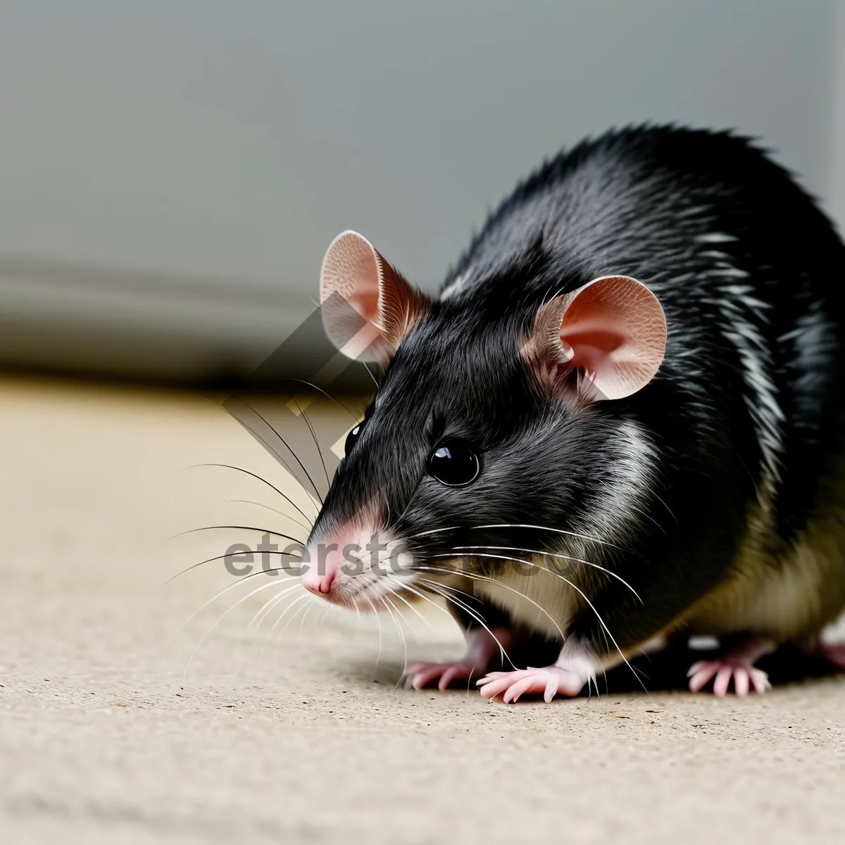 Picture of Adorable Domestic Mouse with Fluffy Fur