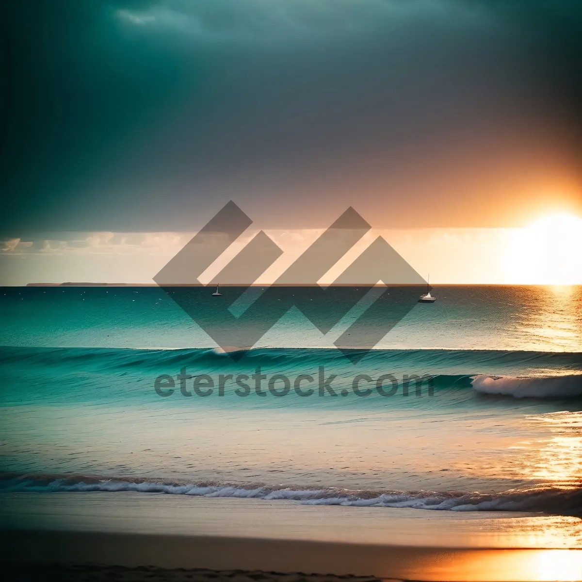 Picture of Tropical Sunset Reflection Over Tranquil Shores