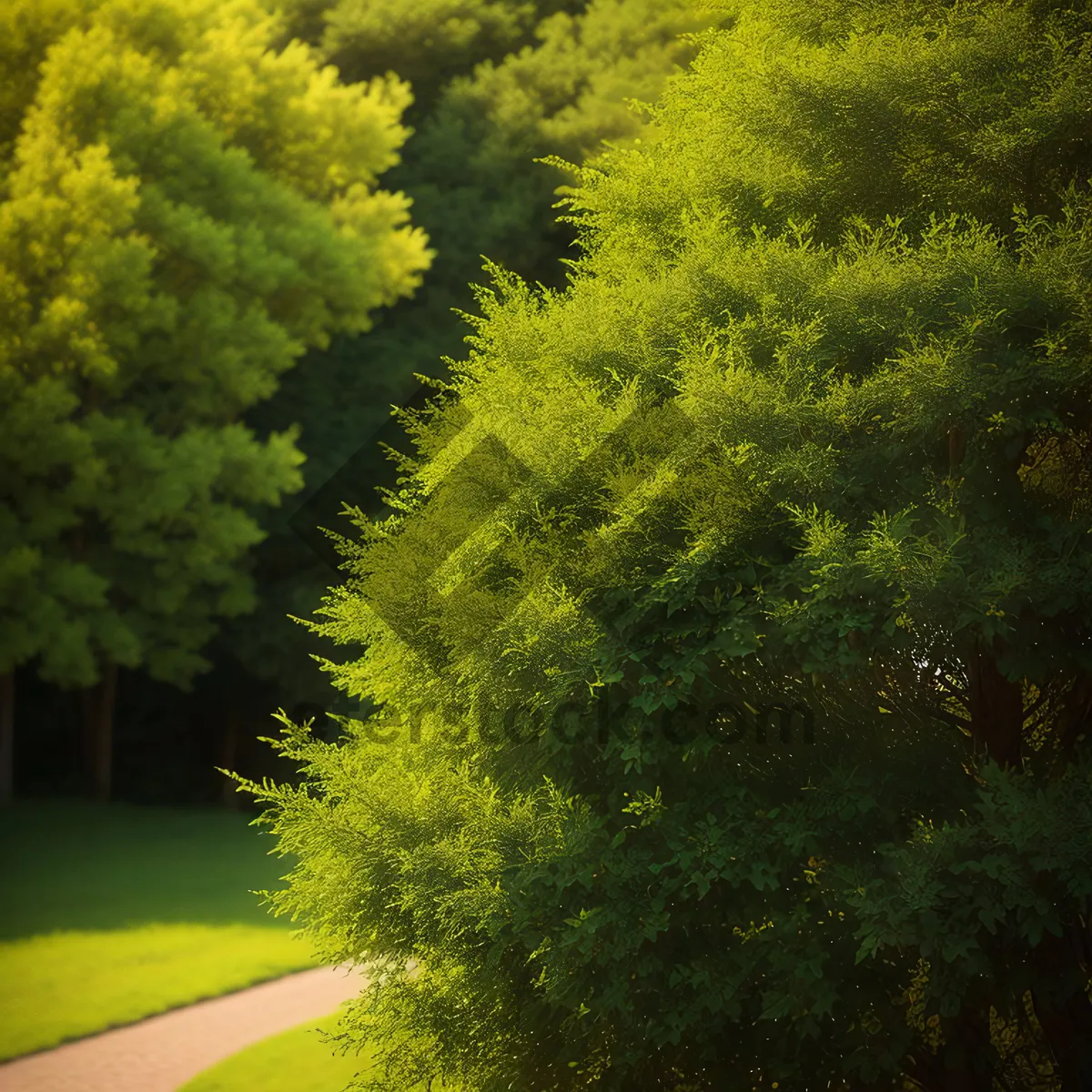 Picture of Autumn Splendor: Vibrant Yellow Foliage in a Park