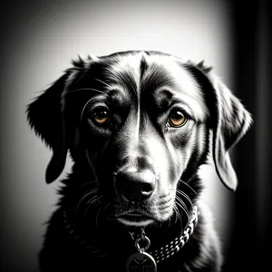 Adorable black retriever puppy with cute nose