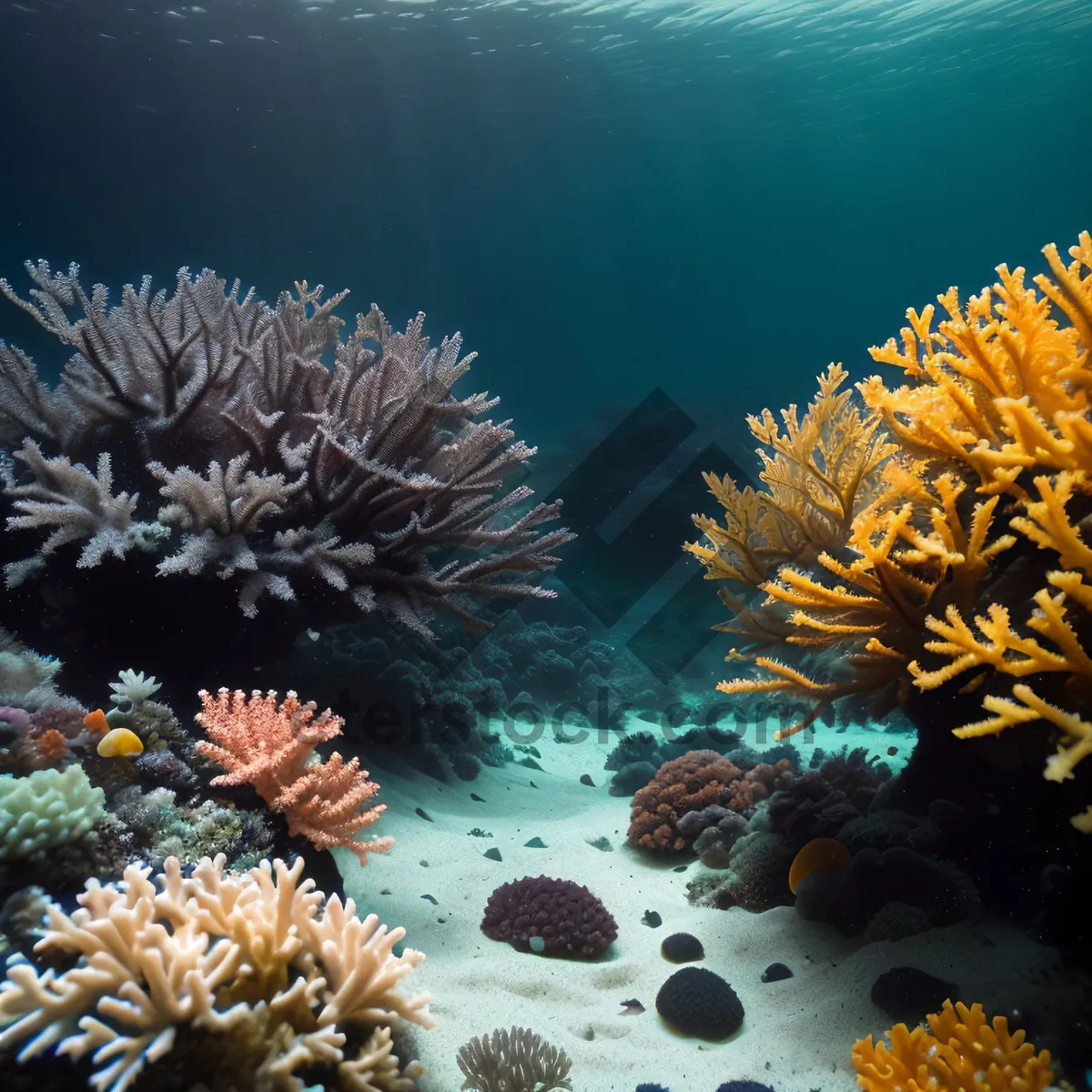 Picture of Colorful Tropical Coral Reef Underwater with Exotic Fish