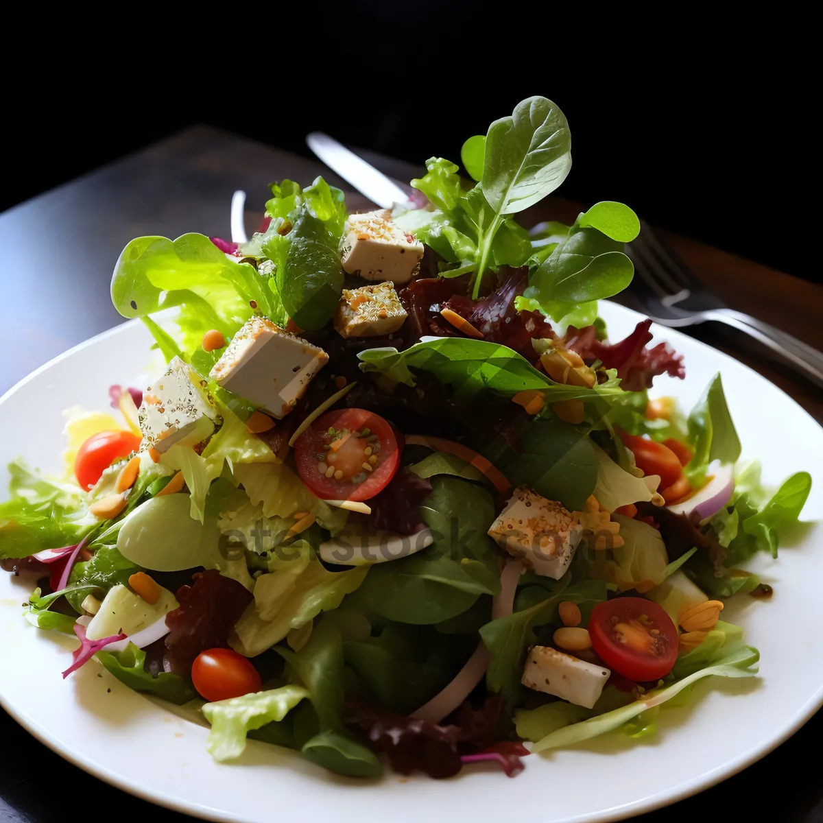 Picture of Fresh Vegetable Salad with Cheese and Nutritious Dressing