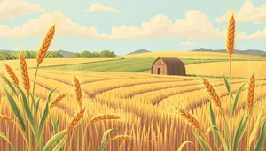 Autumn wheat field under sunny sky