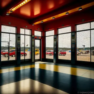 Modern glass-walled subway station interior