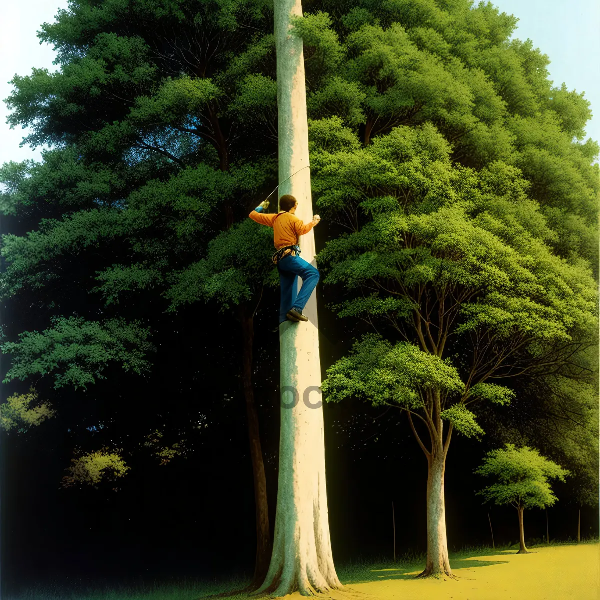 Picture of Skyward View of Majestic Park Structure with Tree and Pole