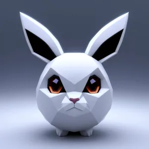 Cute Cartoon Rabbit with Funny Eyebrows and Smiling Face