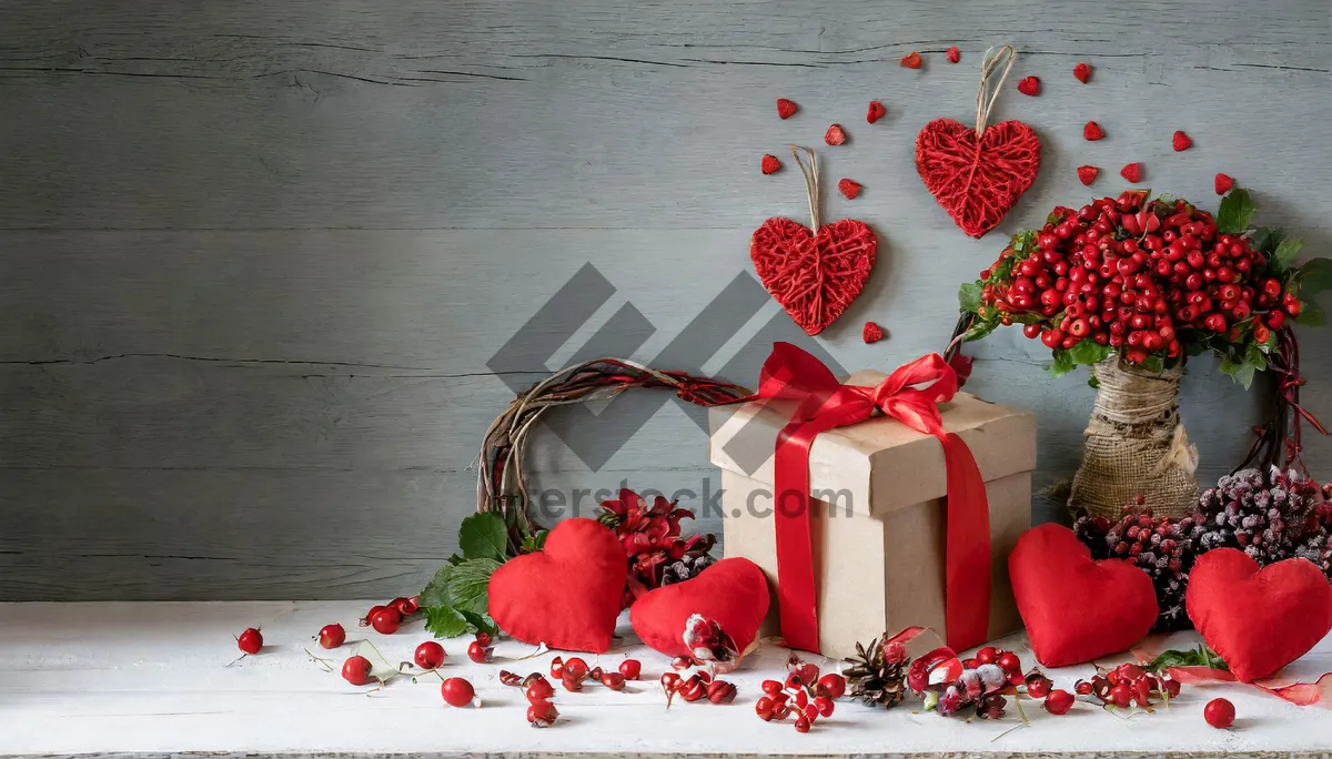 Picture of Pink gift bag with ribbon and paper decoration.