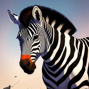 Wild Zebra Grazing in South African National Park