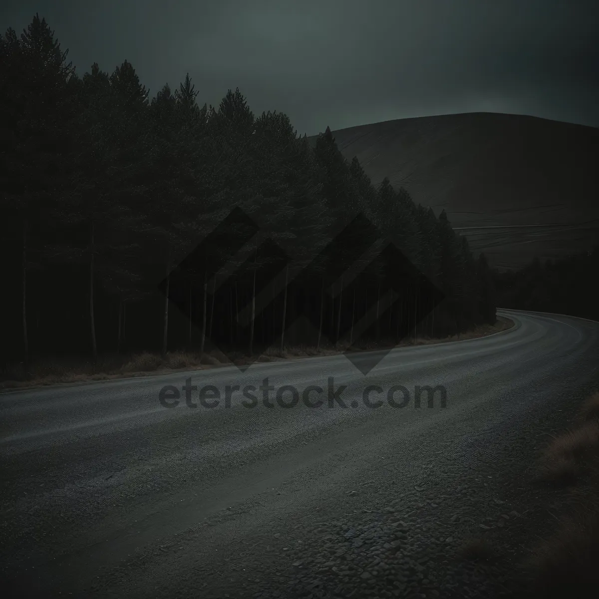 Picture of Scenic Mountain Drive on Highway with Cloudy Sky