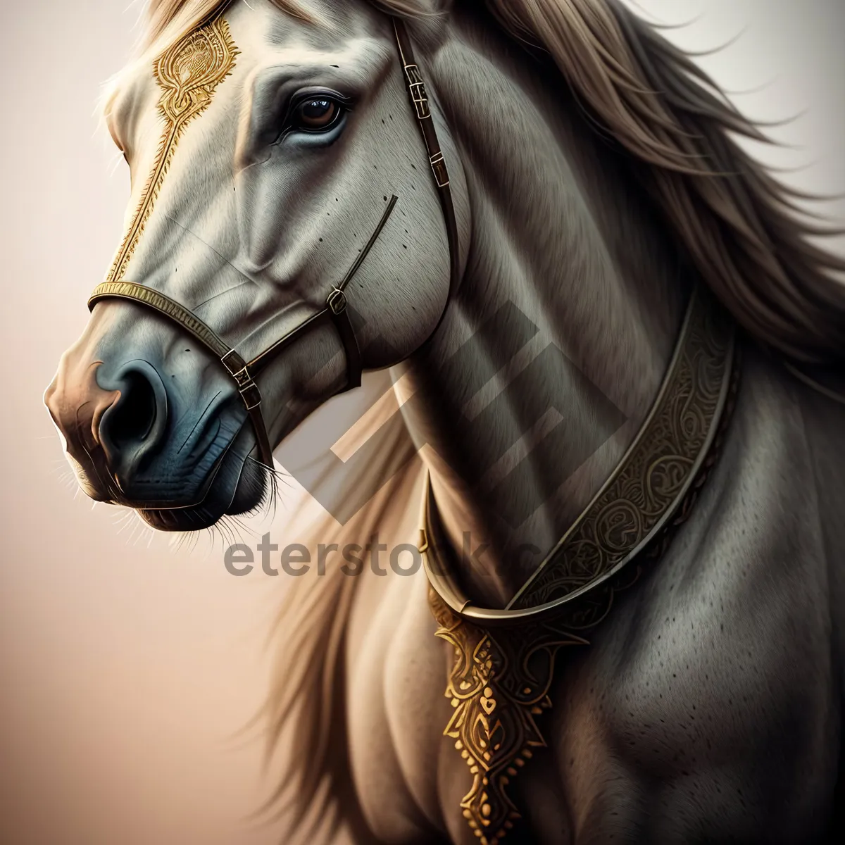 Picture of Equestrian Stallion in Protective Mask