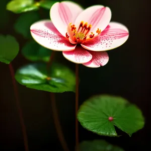 Floral Pink Lotus Blossom in Garden Pond