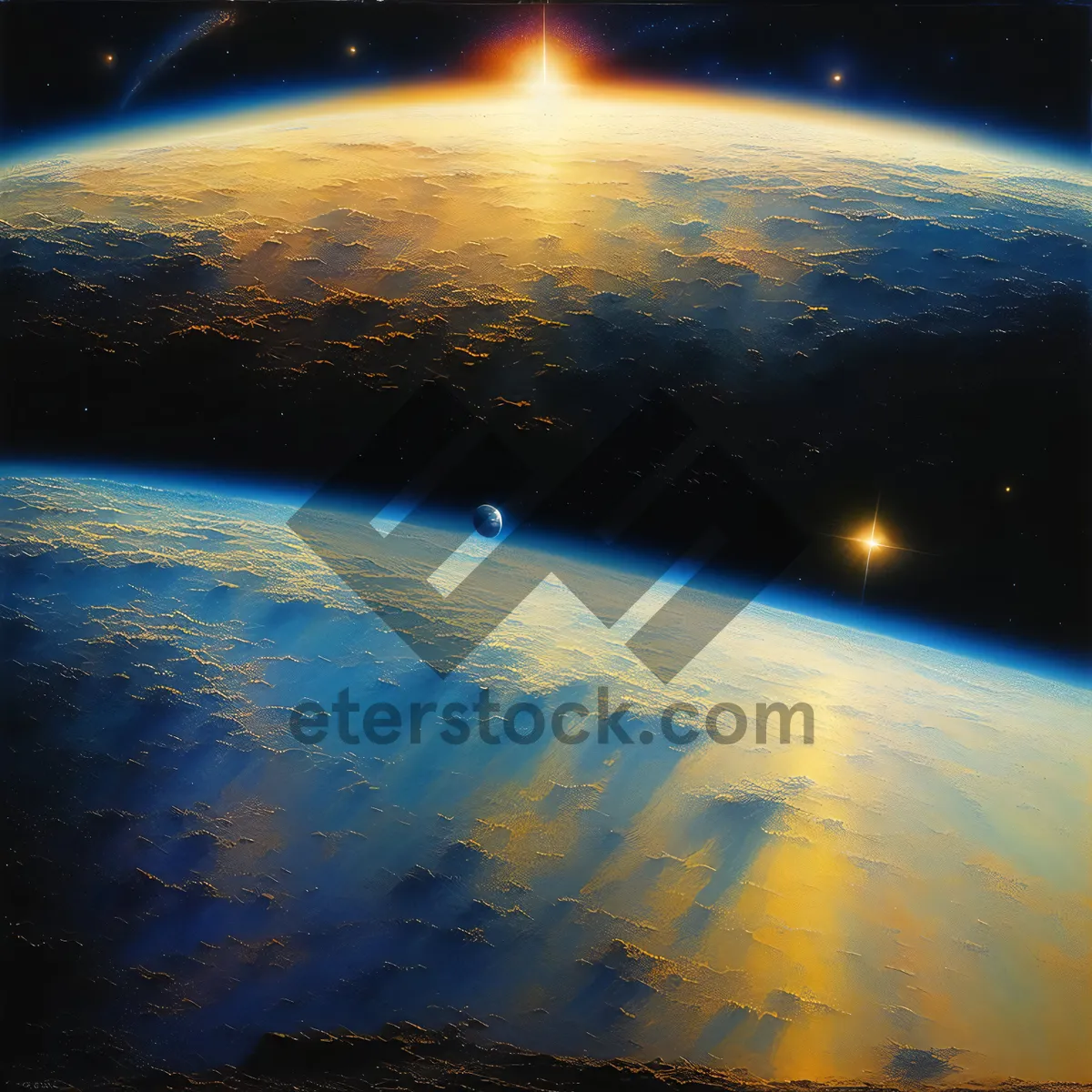 Picture of Dark Moonlit Space Fantasy with Glowing Celestial Bodies