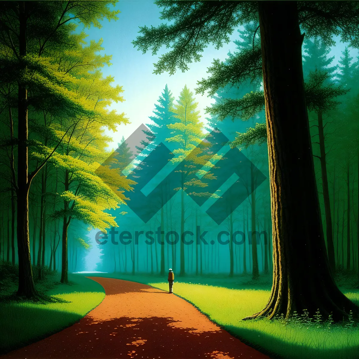 Picture of Serene Woodland Sunset amidst Autumn Foliage