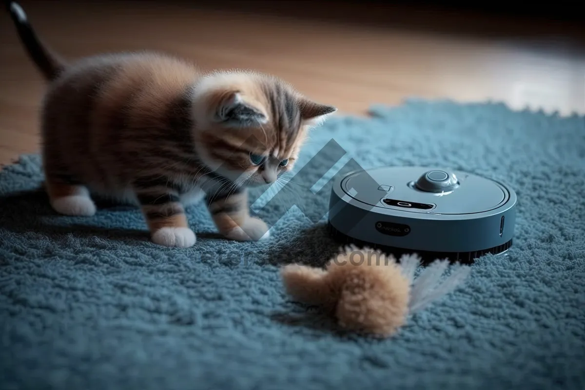 Picture of Curious Tabby Kitten with Big Green Eyes