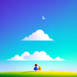 Majestic Summer Moon in Cartoon Landscape