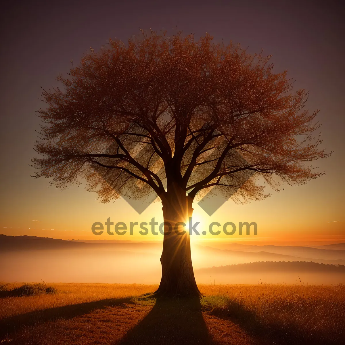 Picture of Sunset over the Beach: Majestic Horizon Silhouette