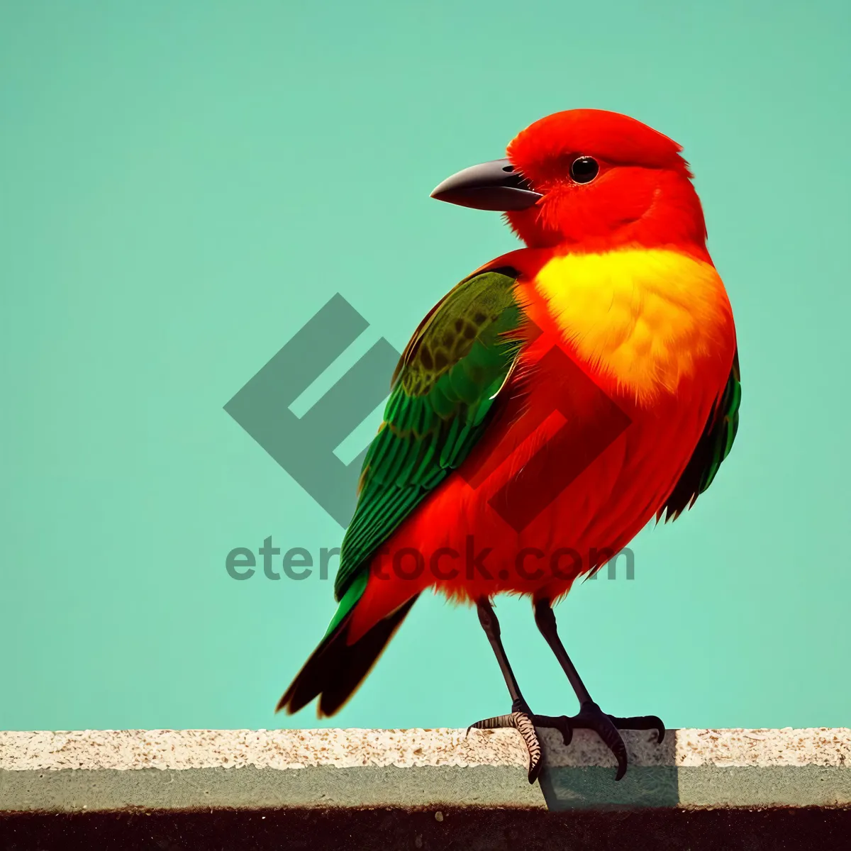Picture of Vibrant Macaw Perched on Tropical Branch