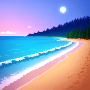 Serene Seascape: Tranquil Beach and Azure Ocean