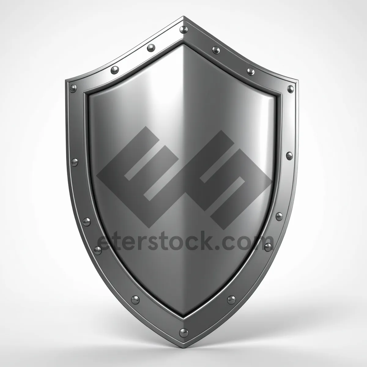 Picture of Shiny metal shield emblem with heart symbol icon.