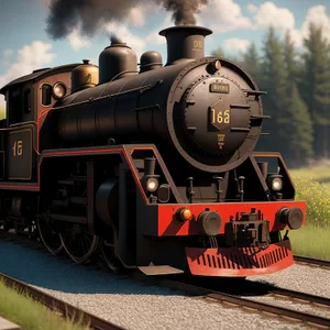 Vintage Steam Train on Railway Track
