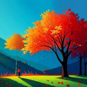 Autumn Maple in Vibrant Forest Landscape