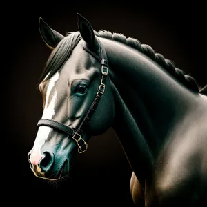 Majestic Stallion in Bridle and Headgear
