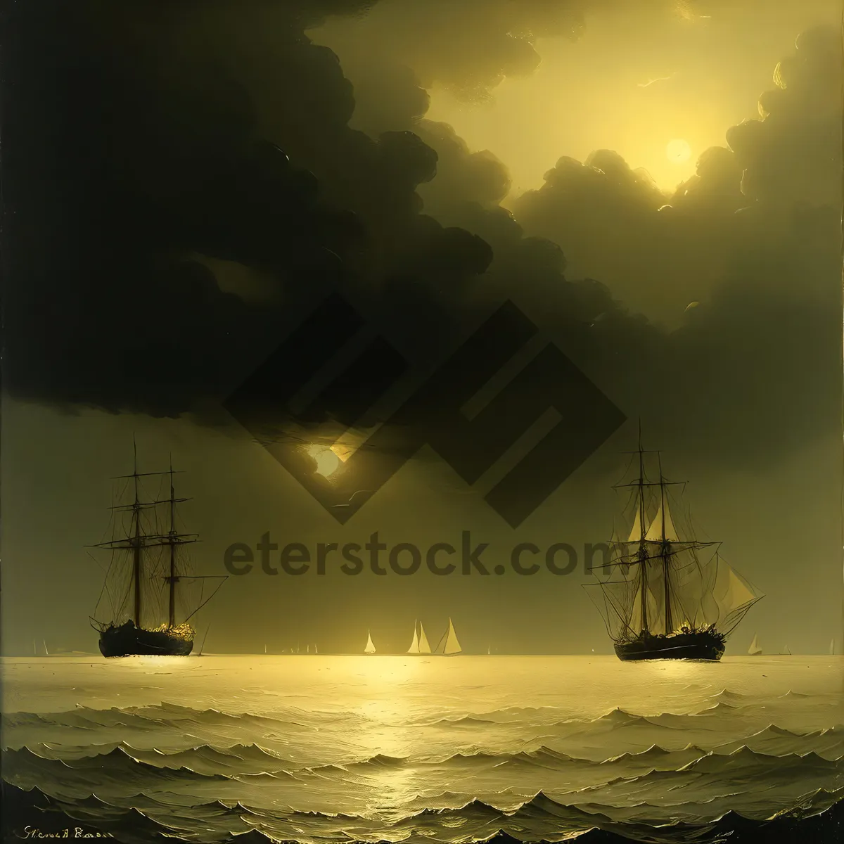 Picture of Sunset Sail: Majestic Pirate Vessel Gracefully Navigating the Ocean